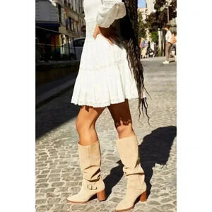 Free People Tan Suede Mid-Calf Boots